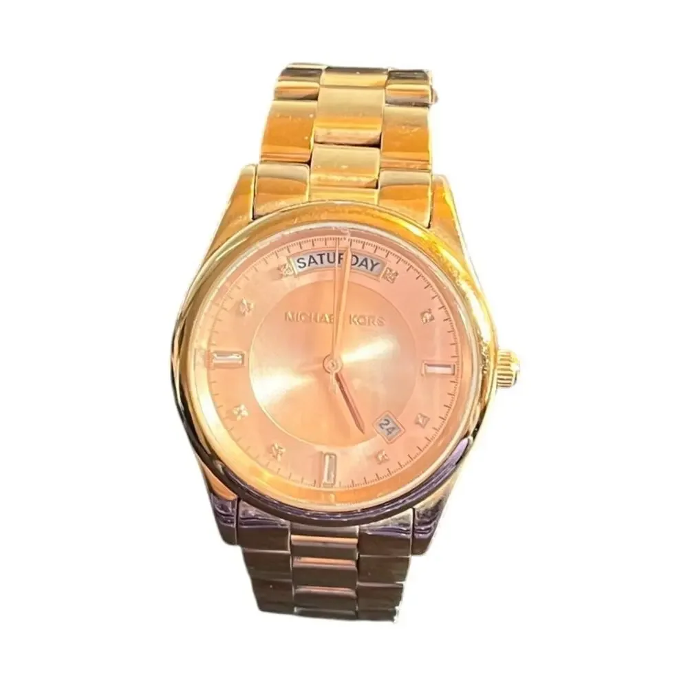 Michael Kors Watch Colette MK6071 Womens Rose Gold Plated Day Date Untested 6.5